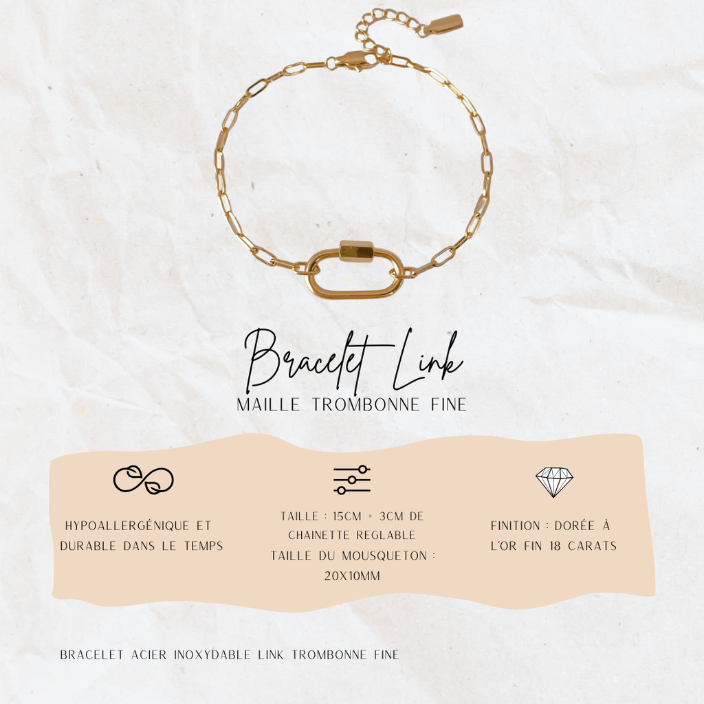 Bracelet LINK – Maille Trombone Fine Jolis Amours